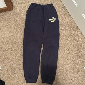 Navy blue white fox sweatpants